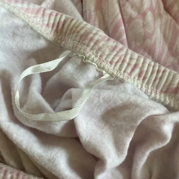 Light Pink White Lace Trim Light Fleece Lined Paja Set