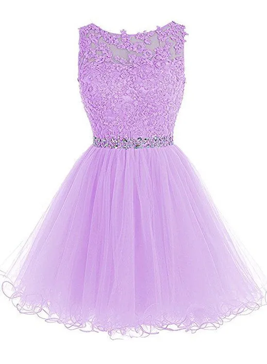 Light Purple Short Party Dress, Tulle homecoming Dress