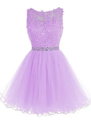 Light Purple Short Party Dress, Tulle homecoming Dress