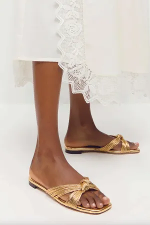 Loeffler Randall in Flossie Mignon Knot Flat Sandal in Champagne