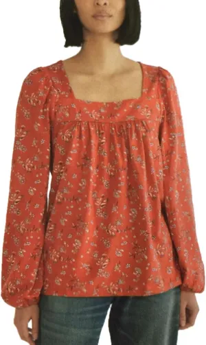 Lucky Brand Women's Long Sleeve Floral Peasant Top 1723702