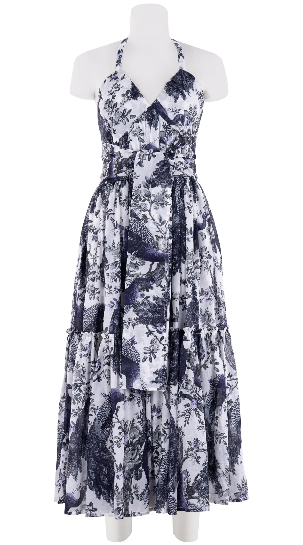 Melanie Dress #1 Sweetheart Strap Midi Plus Length Cotton Musola (Belvedere Peacok)