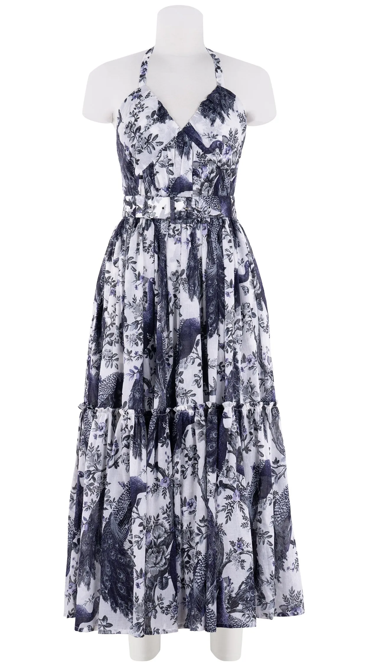 Melanie Dress #1 Sweetheart Strap Midi Plus Length Cotton Musola (Belvedere Peacok)