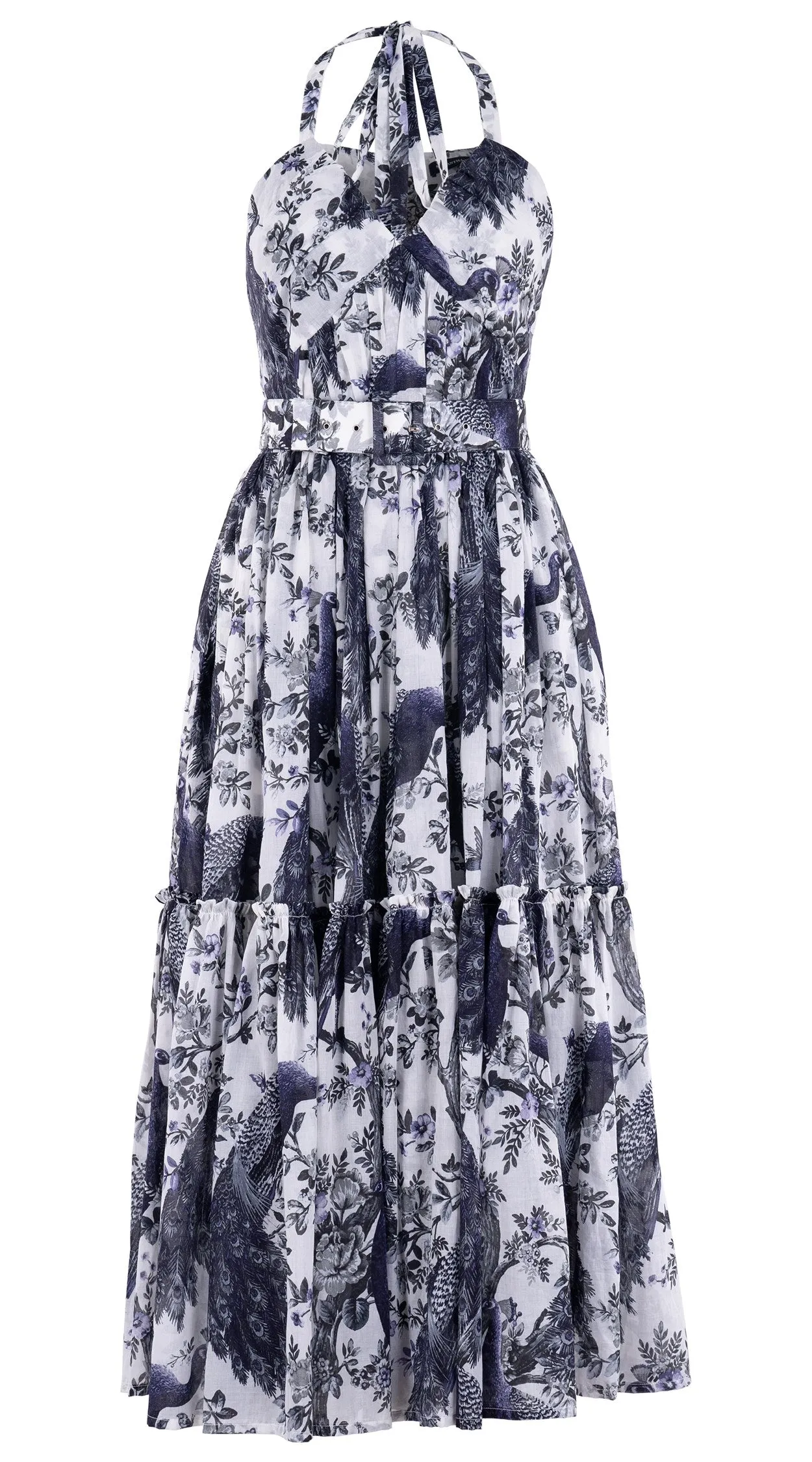 Melanie Dress #1 Sweetheart Strap Midi Plus Length Cotton Musola (Belvedere Peacok)