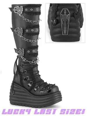 MORTE-215 - BLACK VEGAN LEATHER - US SIZE 6