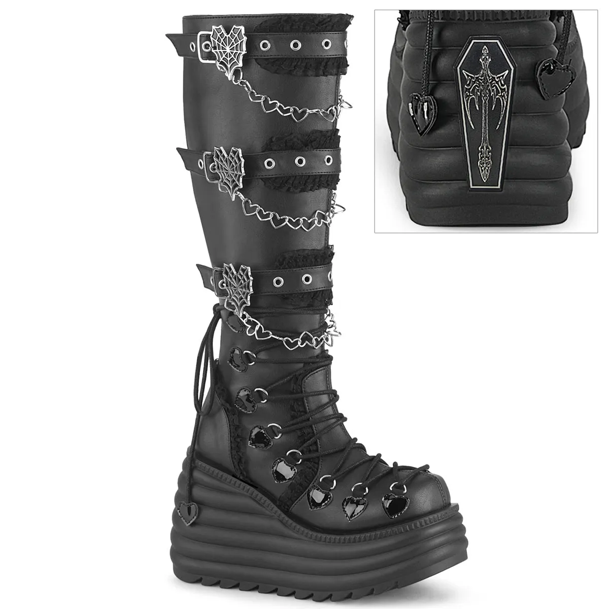 MORTE-215 - BLACK VEGAN LEATHER - US SIZE 6