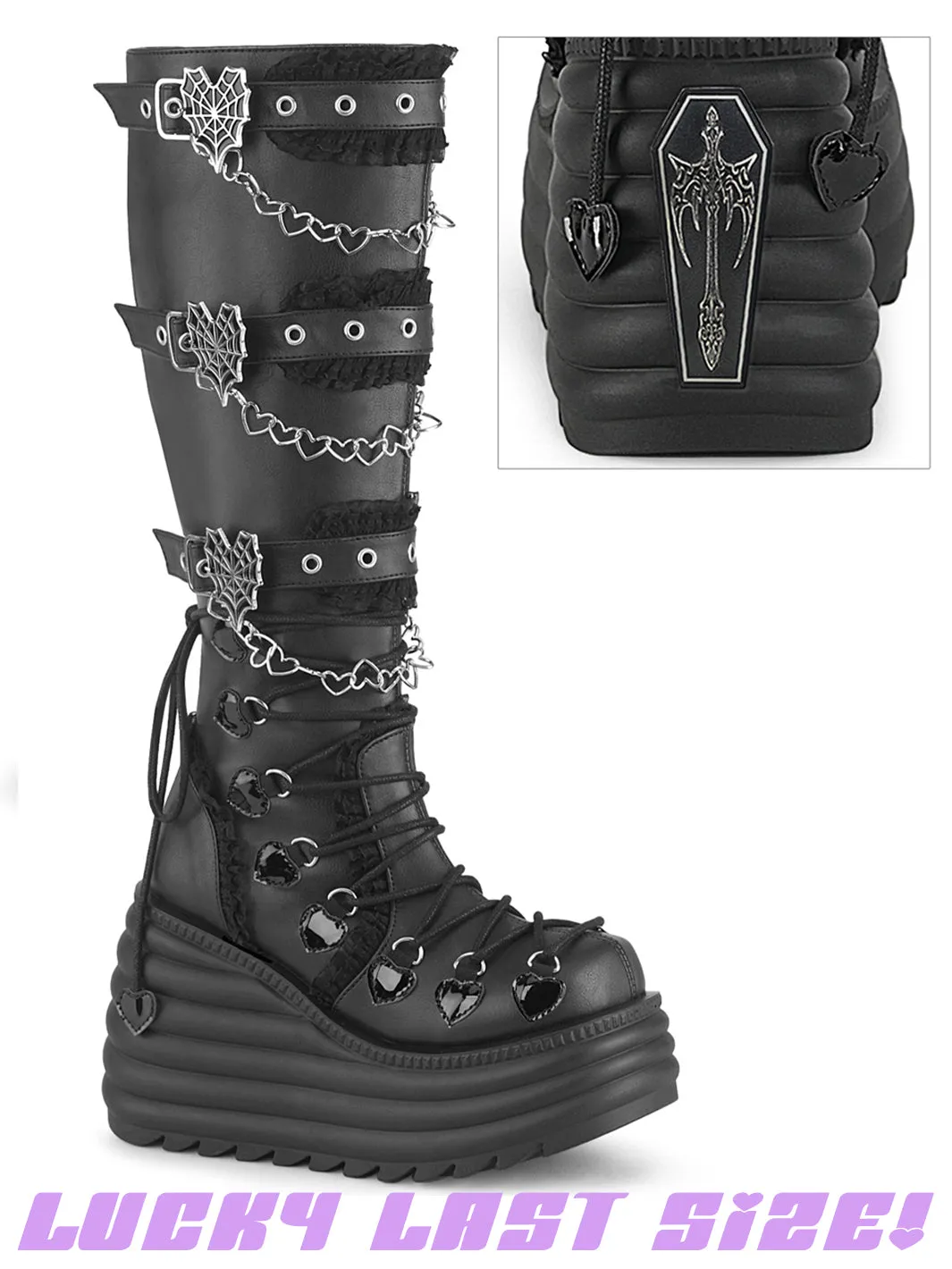 MORTE-215 - BLACK VEGAN LEATHER - US SIZE 6