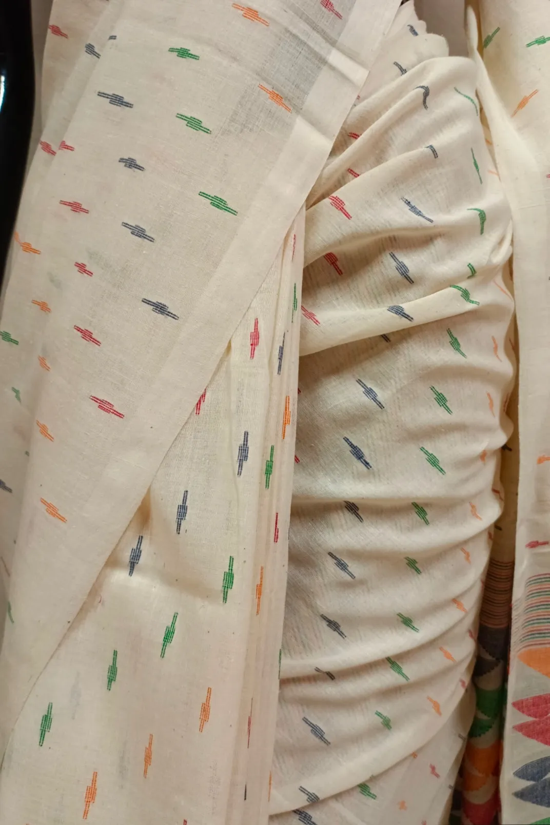 Multicolored Handspun Handwoven Cotton Jamdani Saree