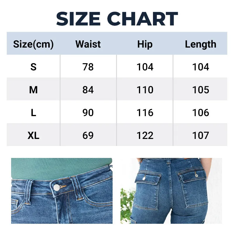 🌸NEW HOT SALE✨🎉 Limited-Time Sale! 🎉 High-Rise Cargo Wide-Leg Stretch Jeans 👖 | Trendy & Comfy Fit for Women ✨