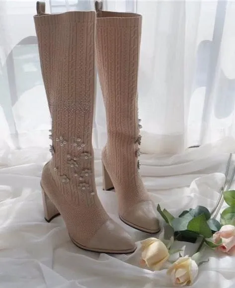 New Style Classic Fashion Design Woman Sexy Knee-High Boots High Heels Women Boots Shoes High Quality Pumps Shoes Winter Boots