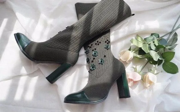 New Style Classic Fashion Design Woman Sexy Knee-High Boots High Heels Women Boots Shoes High Quality Pumps Shoes Winter Boots