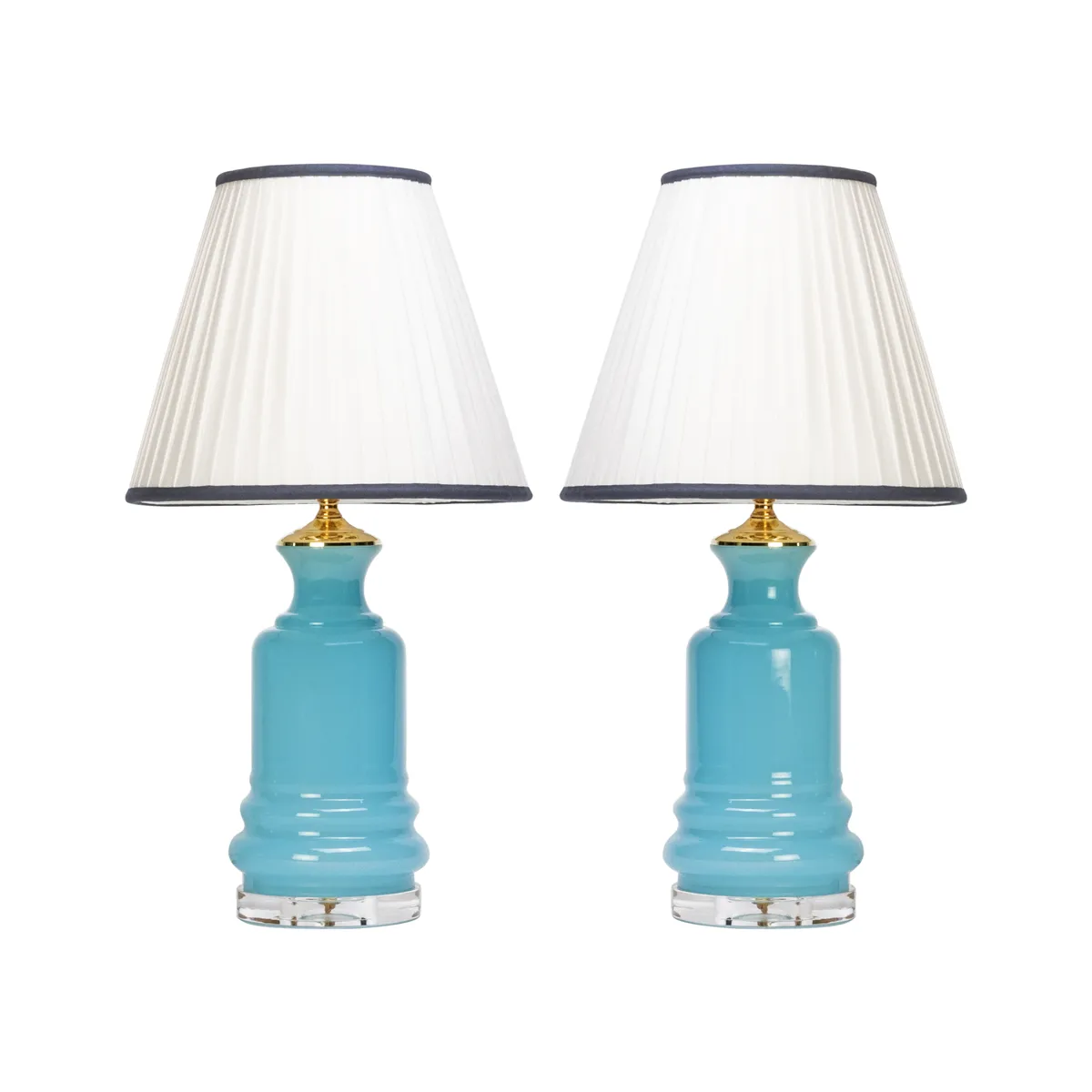 Pair of Vintage Blue Italian Opaline Lamps