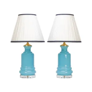 Pair of Vintage Blue Italian Opaline Lamps