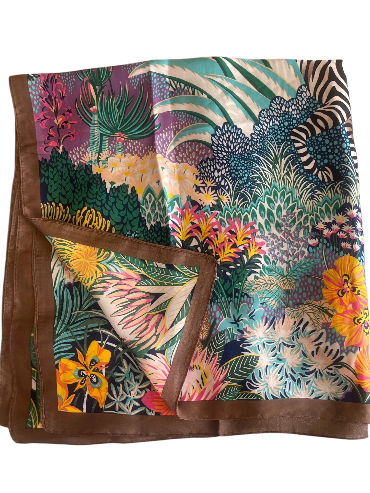Patterned Floral Silk Scarf