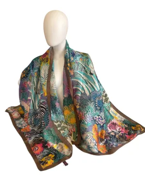 Patterned Floral Silk Scarf