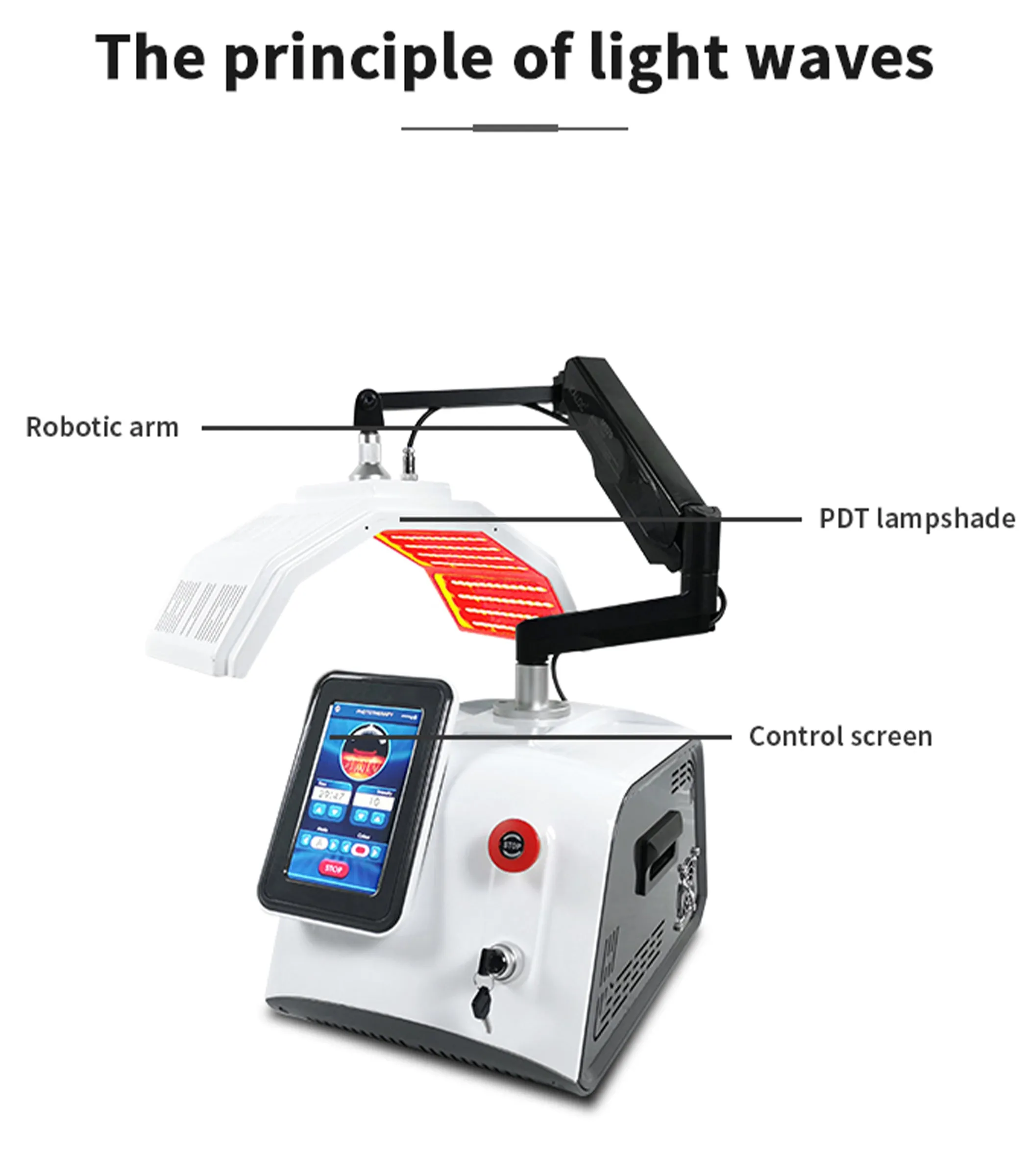 Photodynamic 7 Colors With High Power Piranha LEDS PDT Machine 5 Handles Light Therapy Facial Care