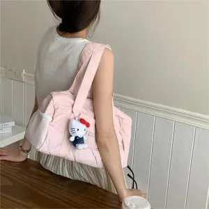 Pink Down-filled Fabric Tote Bag