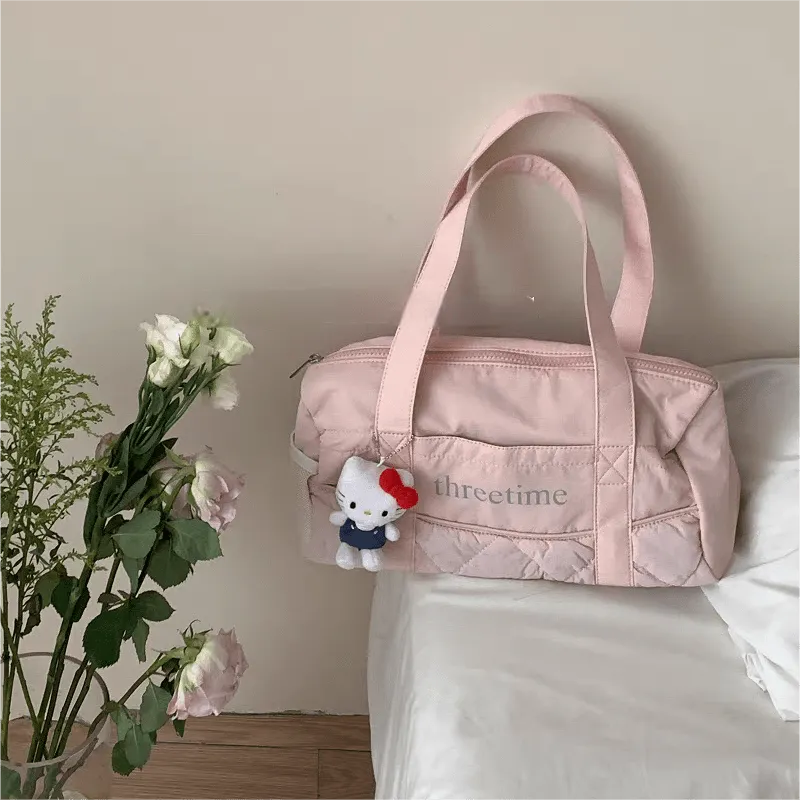 Pink Down-filled Fabric Tote Bag