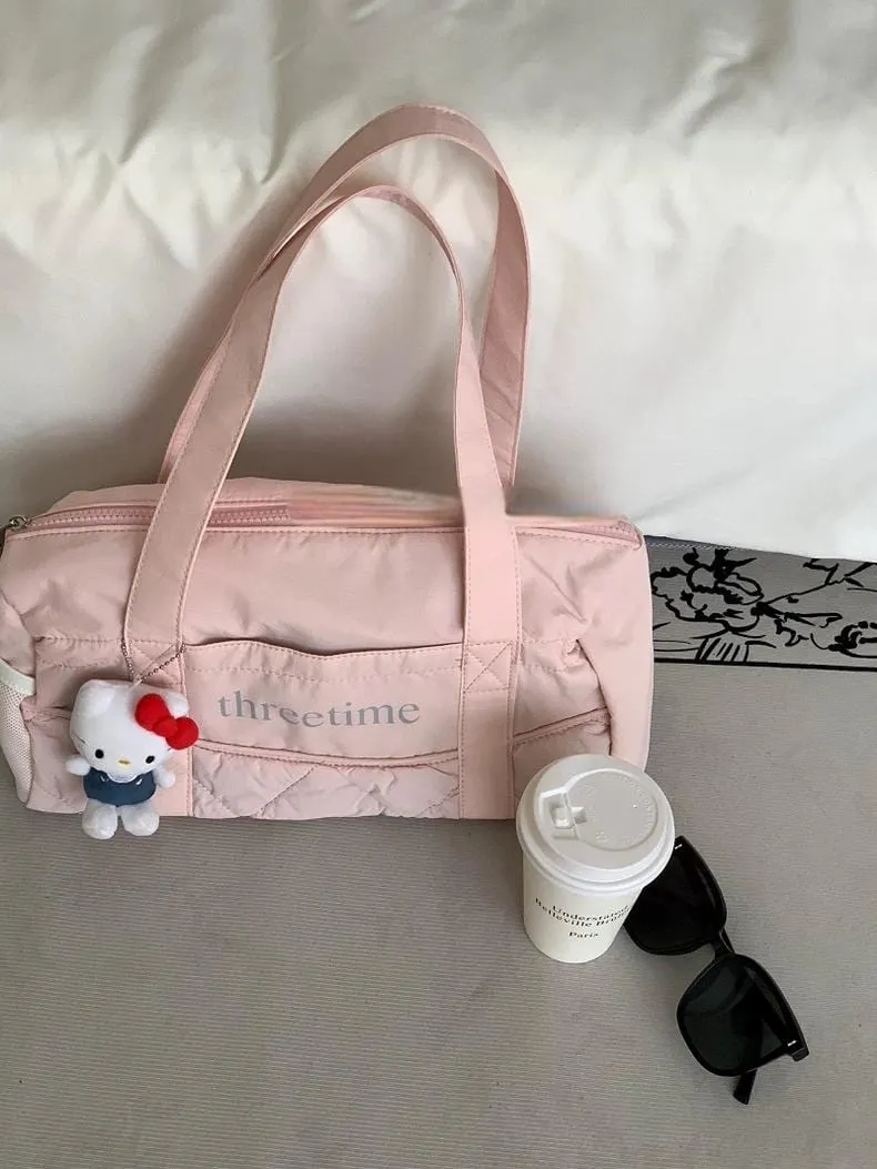 Pink Down-filled Fabric Tote Bag
