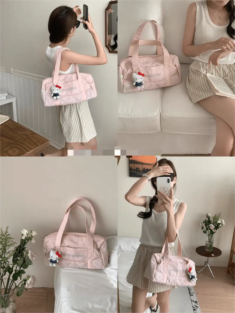 Pink Down-filled Fabric Tote Bag