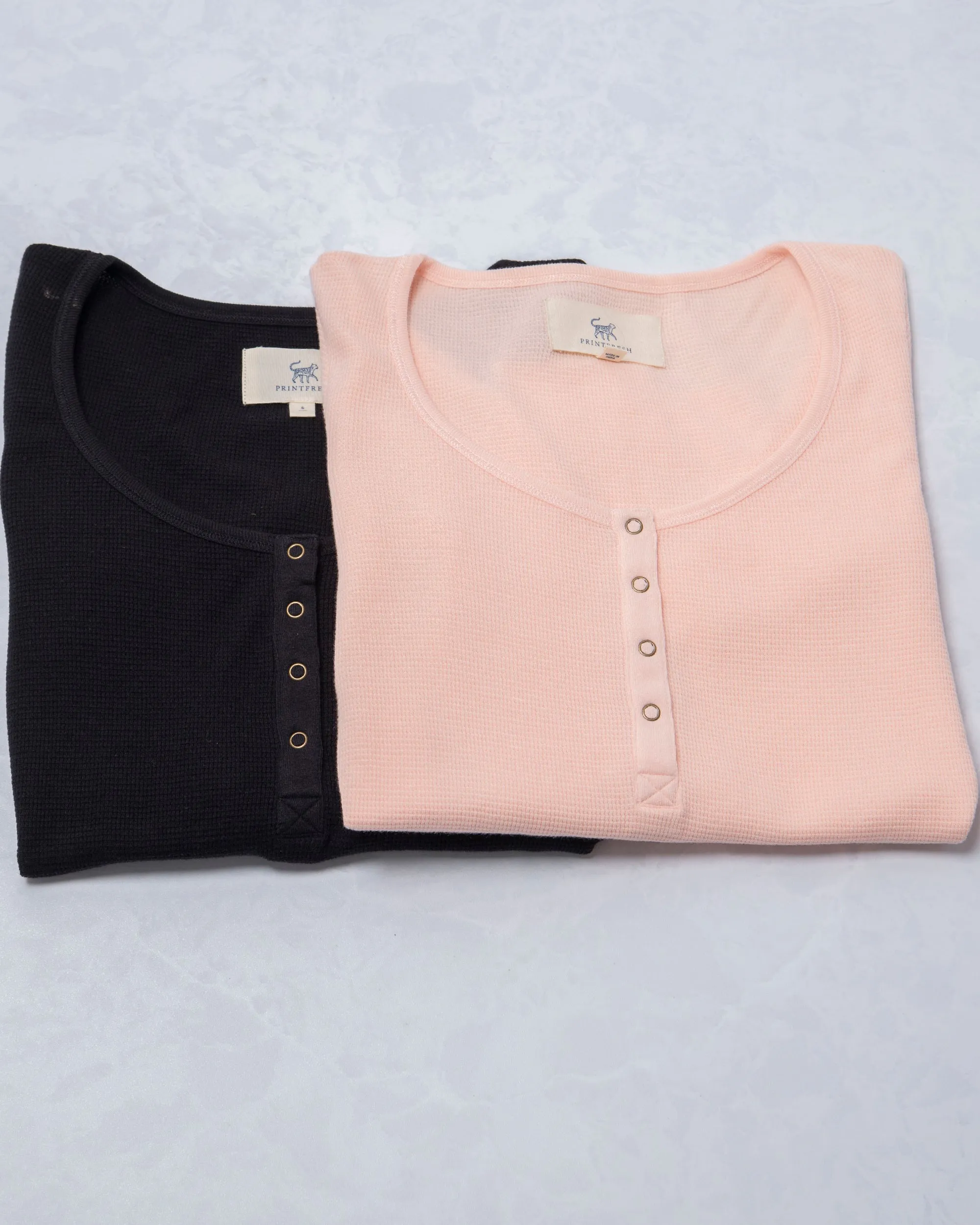 Pink Whisper/Cat Eye - 2-Pack Cozy Henleys - Shirt Bundle