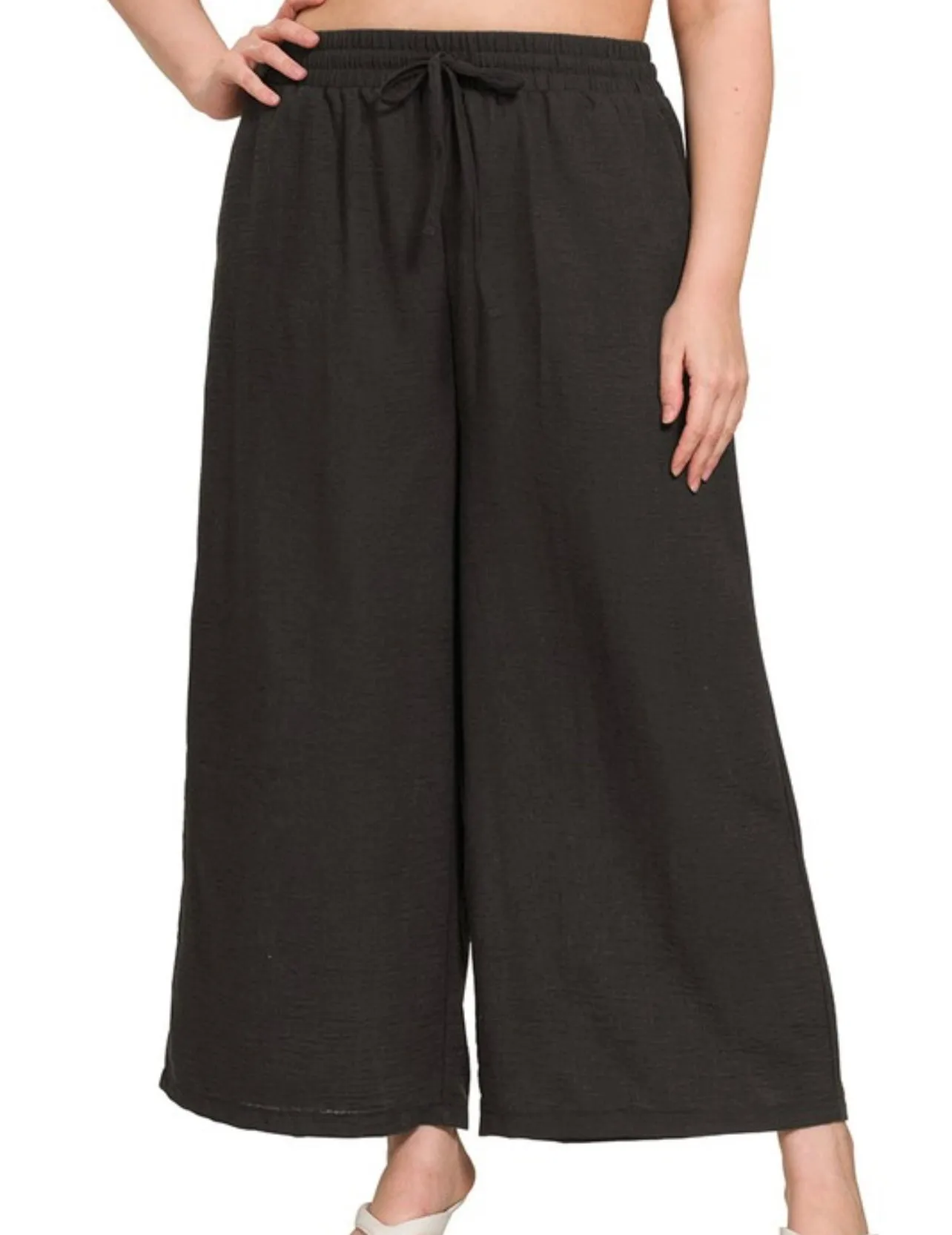 Plus Elastic Band Cropped Pant