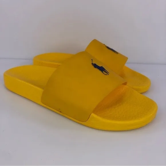 Polo Ralph Lauren Men's Size 10 Slide Sandals Yellow w/ Blue Pony