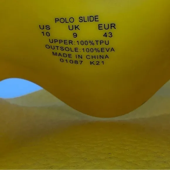 Polo Ralph Lauren Men's Size 10 Slide Sandals Yellow w/ Blue Pony