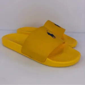 Polo Ralph Lauren Men's Size 10 Slide Sandals Yellow w/ Blue Pony