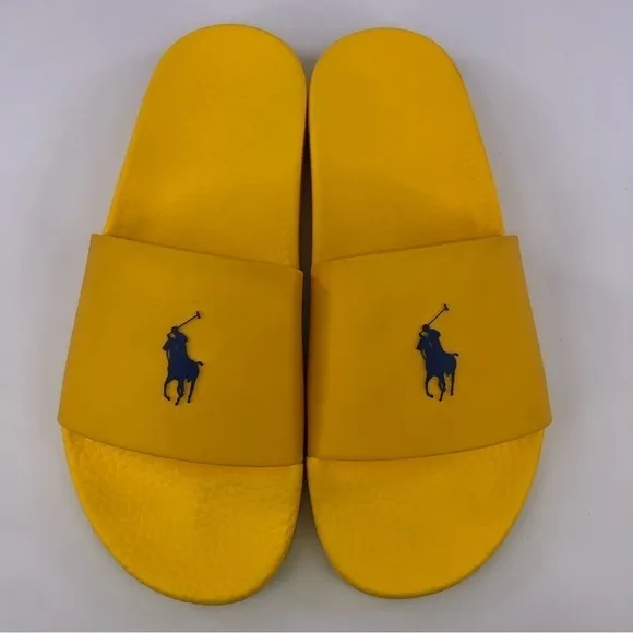 Polo Ralph Lauren Men's Size 10 Slide Sandals Yellow w/ Blue Pony