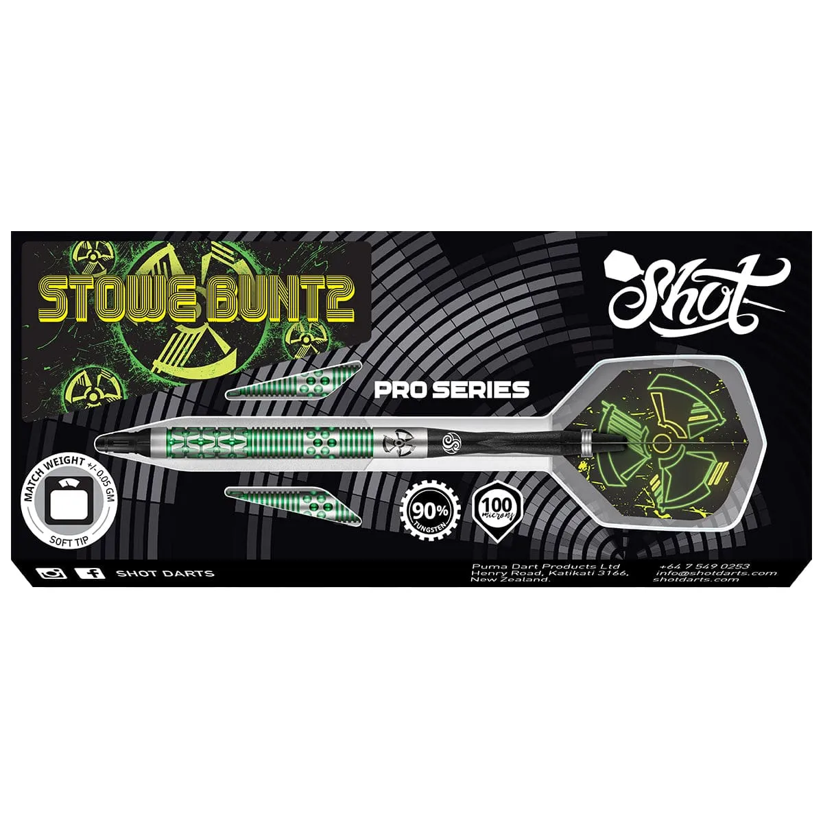 Pro Series-Stowe Buntz 2 Soft Tip Dart Set-90% Tungsten Barrels