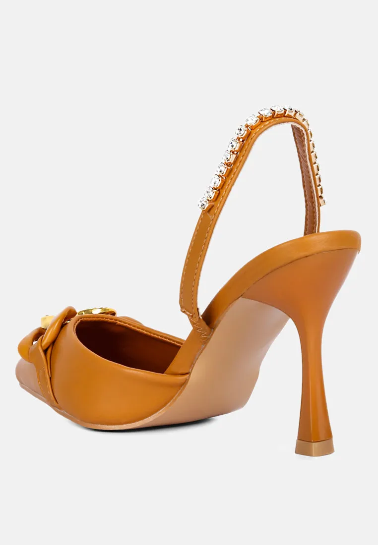 Pull Me Diamante Embellished Chain Sandals By Ruw