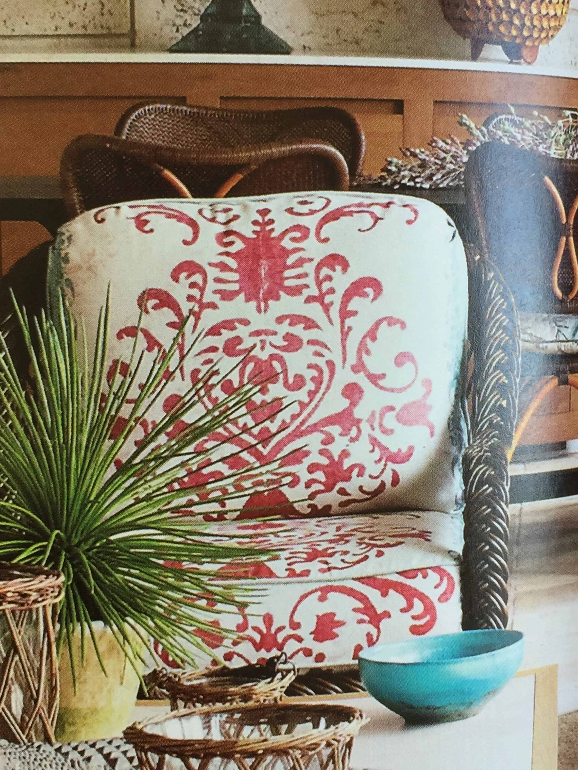 Quadrille Fabric: Tropical Damask - Custom Blue on Westover (Copy)