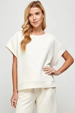 Raelynn Textured Short Sleeve Top in Cream