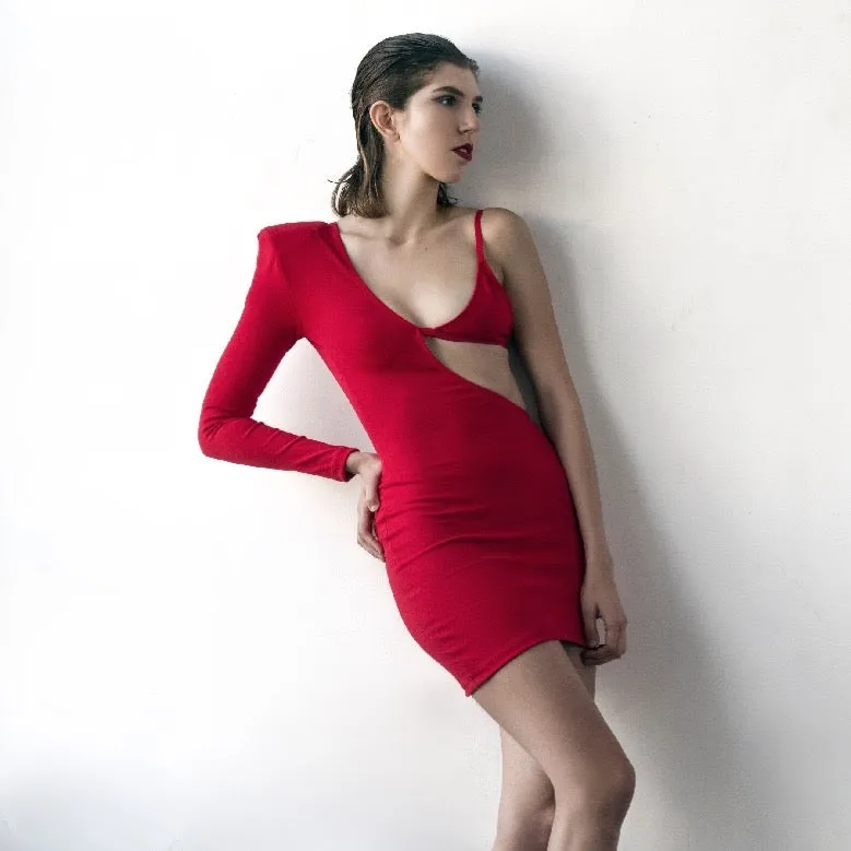 RED JERSEY REVEAL DRESS