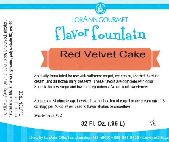 Red Velvet Flavor Fountain - 4 oz. - 32 oz. - Ice Cream and Beverage Flavors - LorAnn Oils - Canadian Distribution