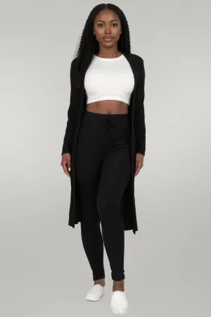 Ribbed Long Cardigan & Leggings Set
