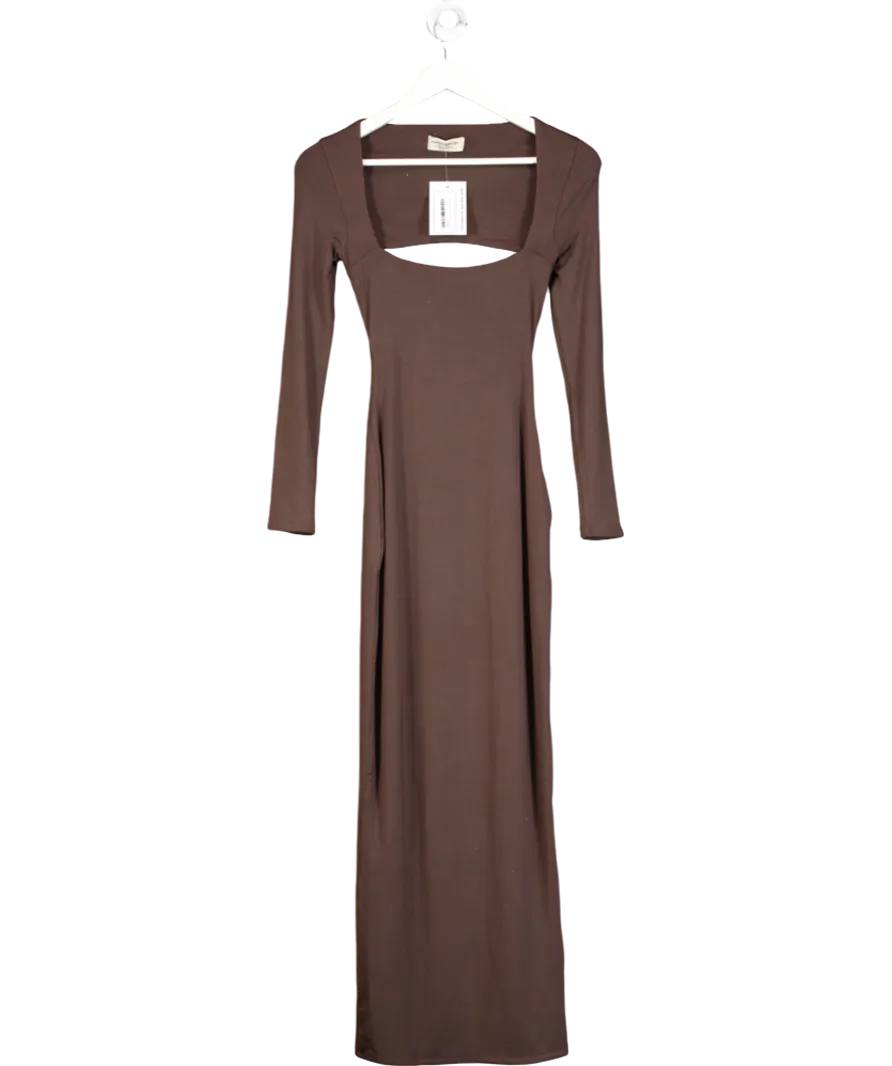 running errands Chocolate Brown Backless Maxi Dress UK 8
