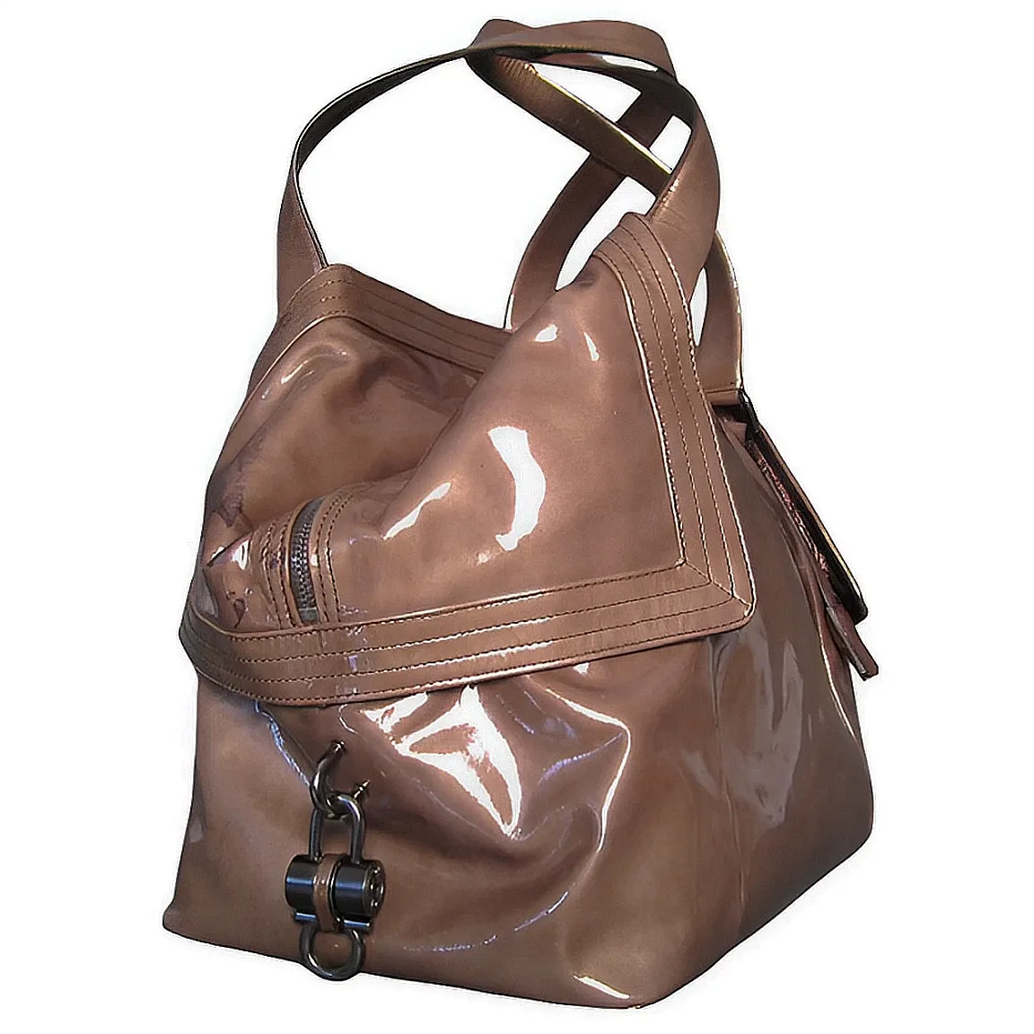 Salvatore Ferragamo Brown Patent Leather Tote Bag