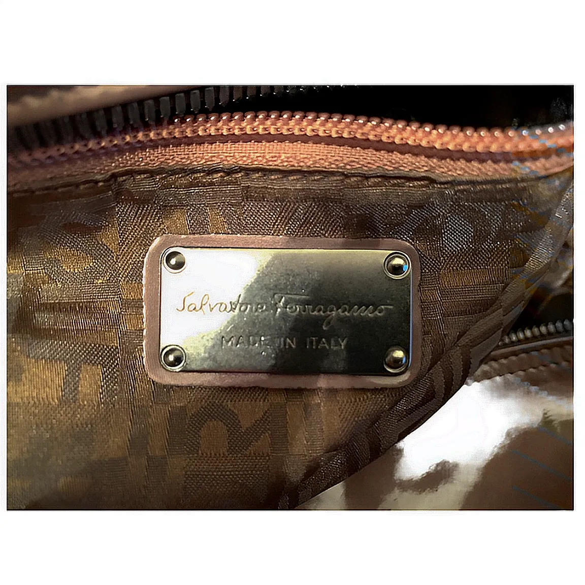 Salvatore Ferragamo Brown Patent Leather Tote Bag