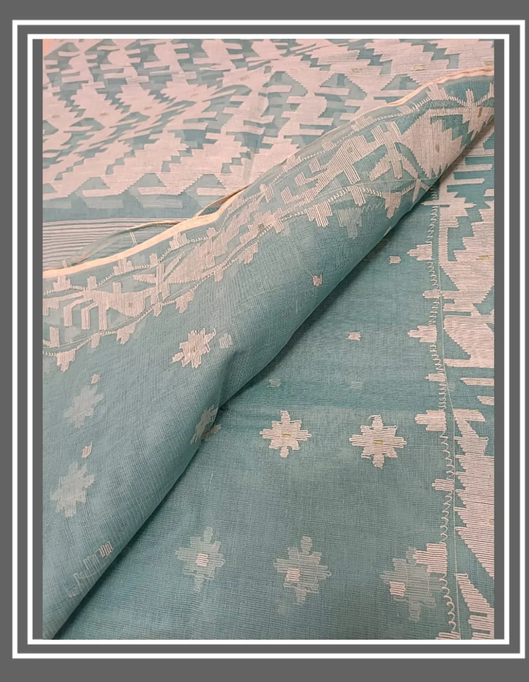 Sea blue Bangladesh Dhakai jamdani saree