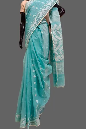 Sea blue Bangladesh Dhakai jamdani saree