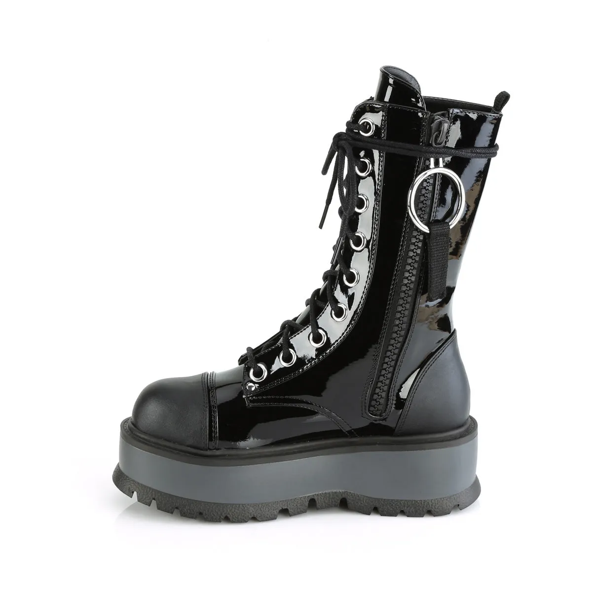 SLACKER-220-1  Black Patent-Vegan Leather
