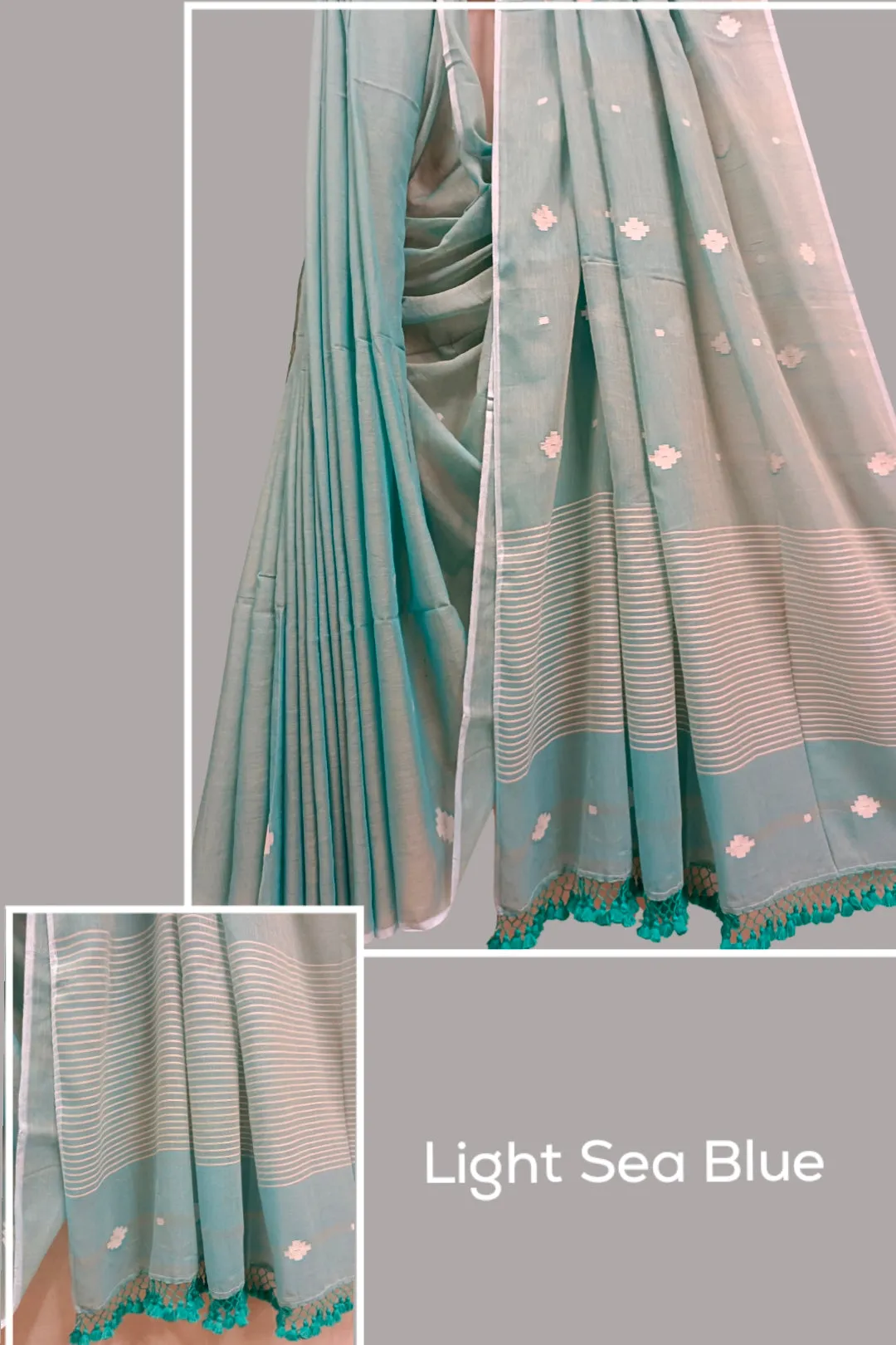 Soft Handloom Fine Mul Cooton Jamdani Booties Saree