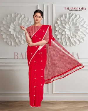 Soft Handloom Fine Mul Cooton Jamdani Booties Saree