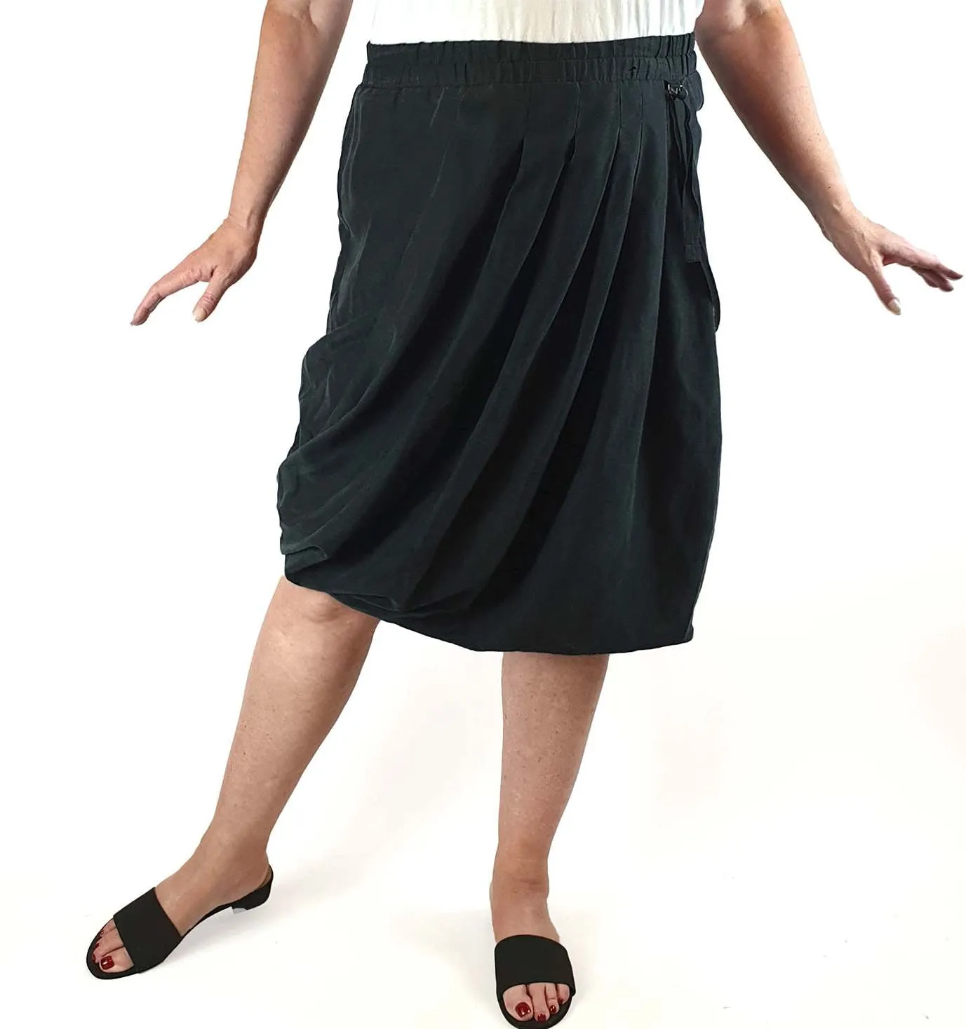 Sohn Black tencel-linen mix unique twist front skirt size 4 (best fits size 16)