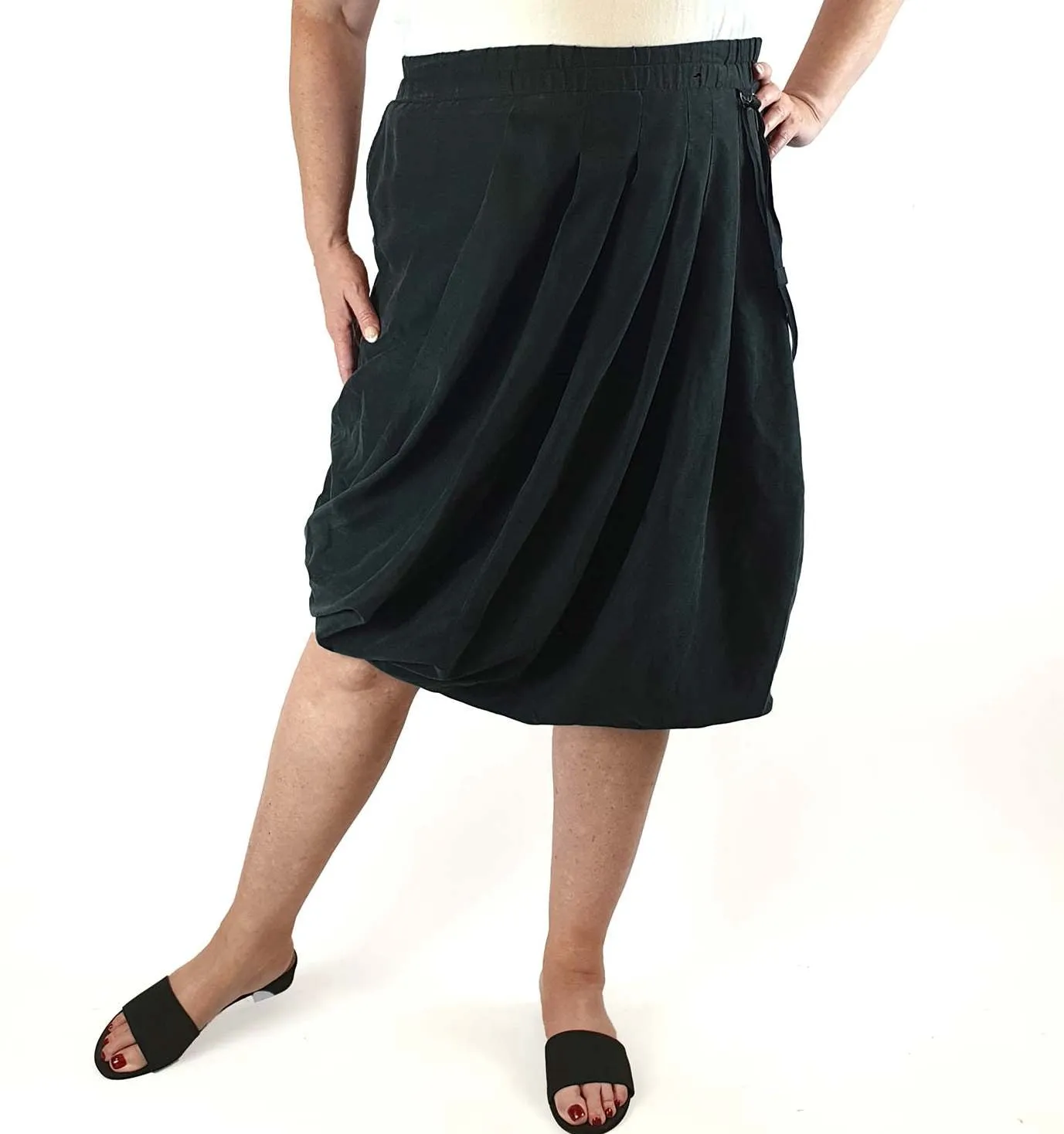 Sohn Black tencel-linen mix unique twist front skirt size 4 (best fits size 16)