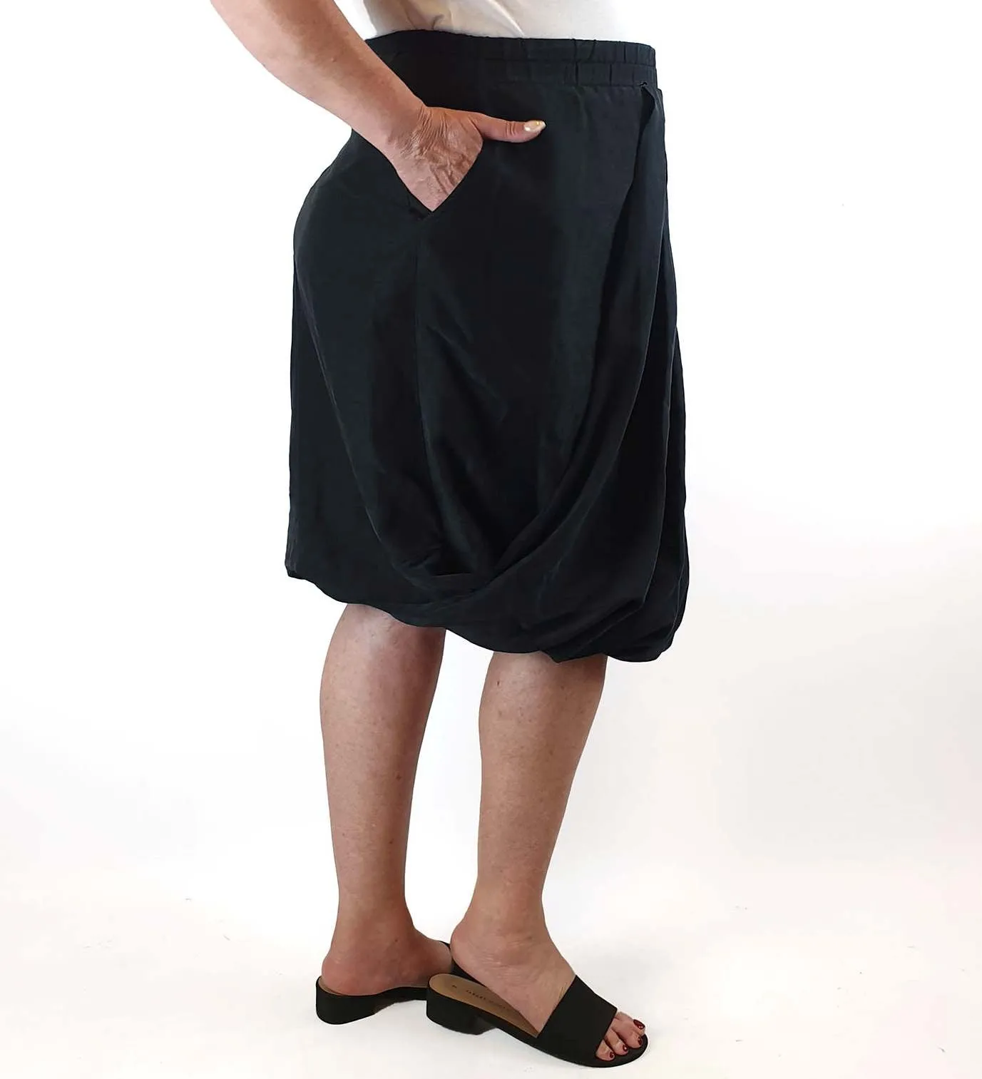 Sohn Black tencel-linen mix unique twist front skirt size 4 (best fits size 16)