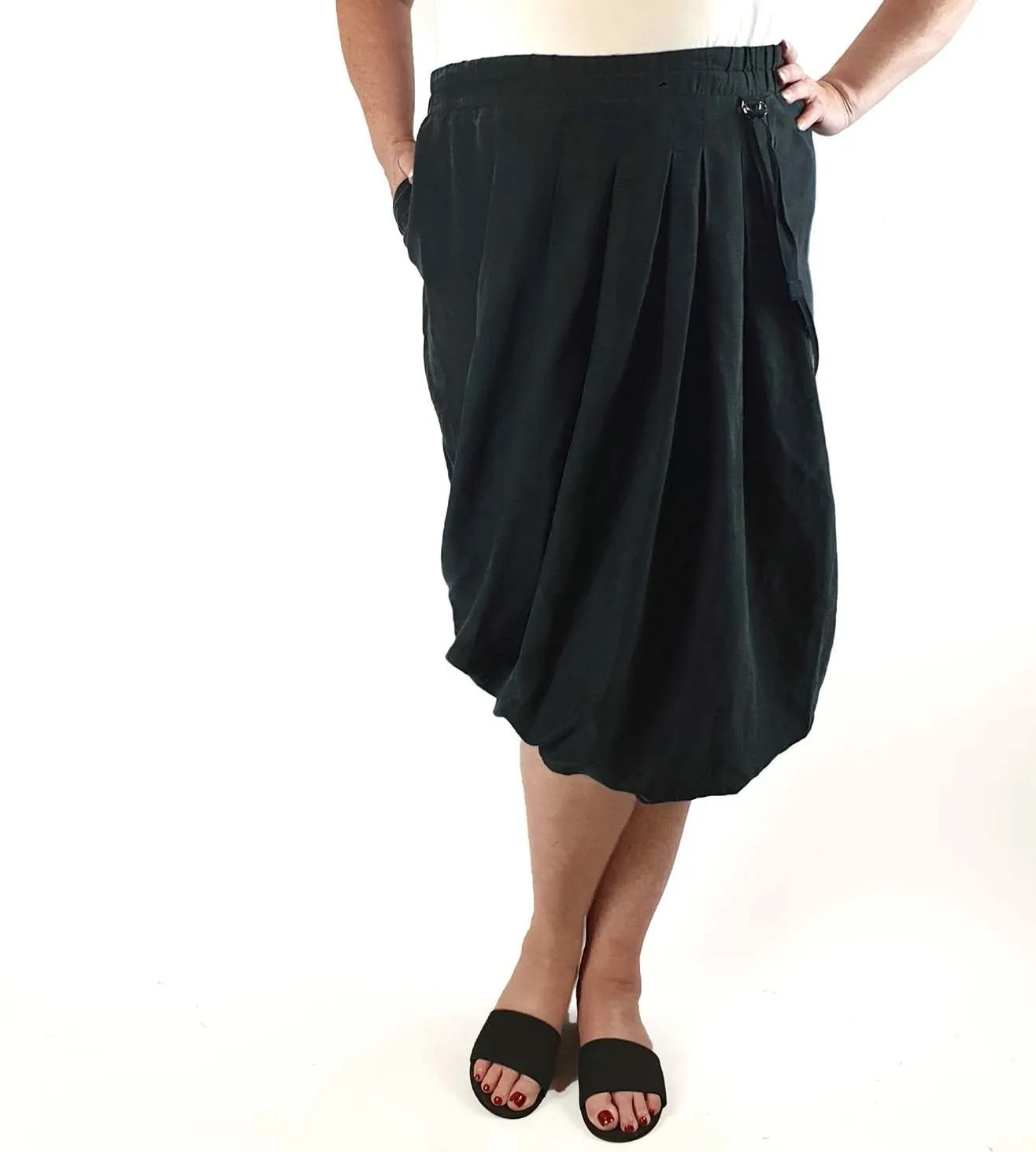 Sohn Black tencel-linen mix unique twist front skirt size 4 (best fits size 16)