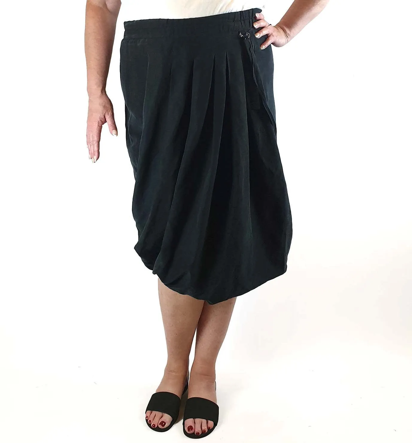 Sohn Black tencel-linen mix unique twist front skirt size 4 (best fits size 16)